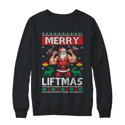 Merry Liftmas Santa Claus Fitness Gym Christmas Ugly Shirt & Sweatshirt | siriusteestore