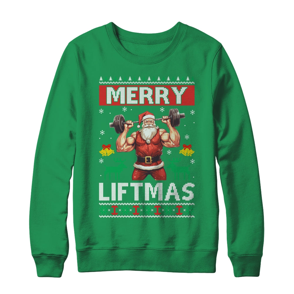 Merry Liftmas Santa Claus Fitness Gym Christmas Ugly Shirt & Sweatshirt | siriusteestore