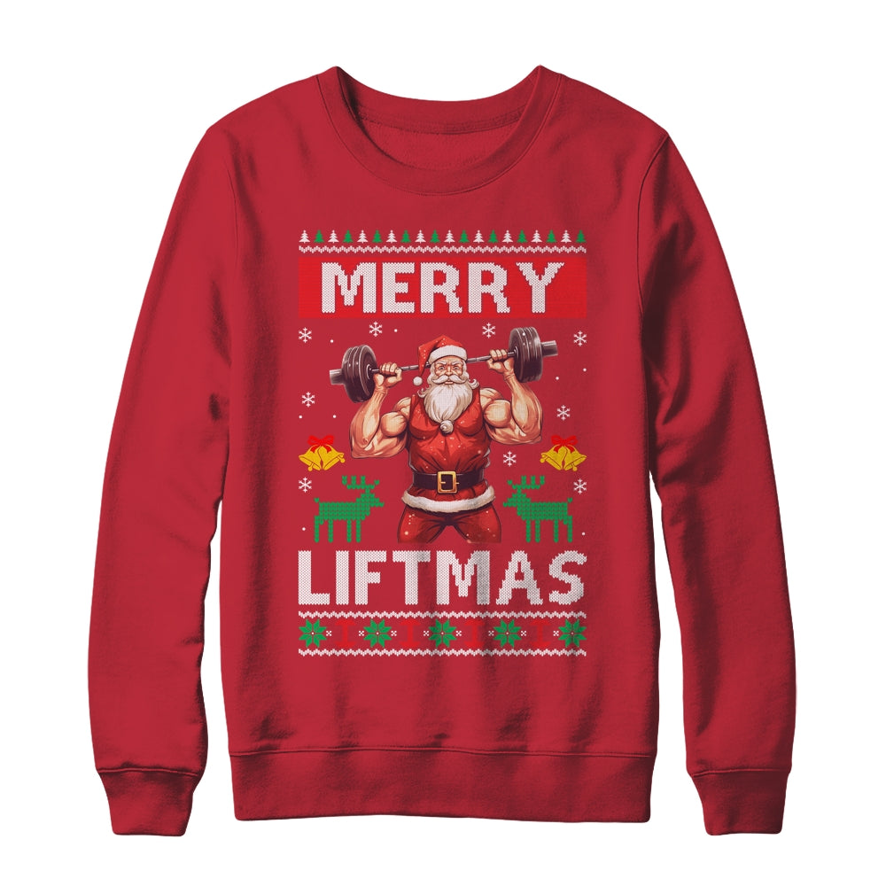 Merry Liftmas Santa Claus Fitness Gym Christmas Ugly Shirt & Sweatshirt | siriusteestore