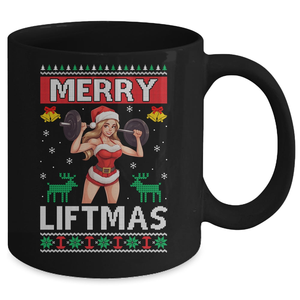 Merry Liftmas Ugly Christmas Miss Santa Gym Workout Mug | siriusteestore