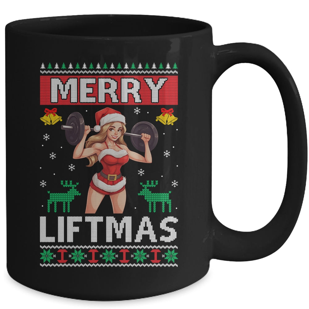 Merry Liftmas Ugly Christmas Miss Santa Gym Workout Mug | siriusteestore