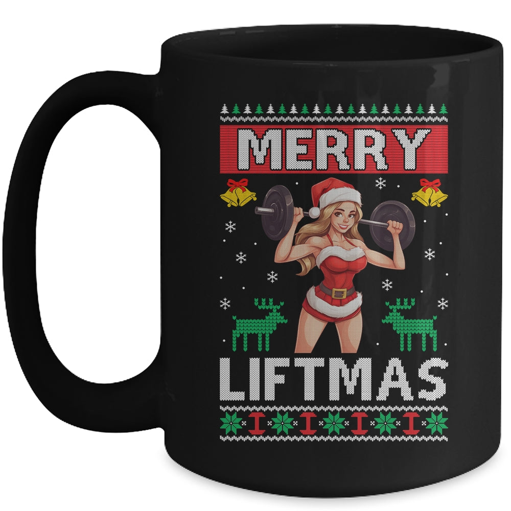 Merry Liftmas Ugly Christmas Miss Santa Gym Workout Mug | siriusteestore