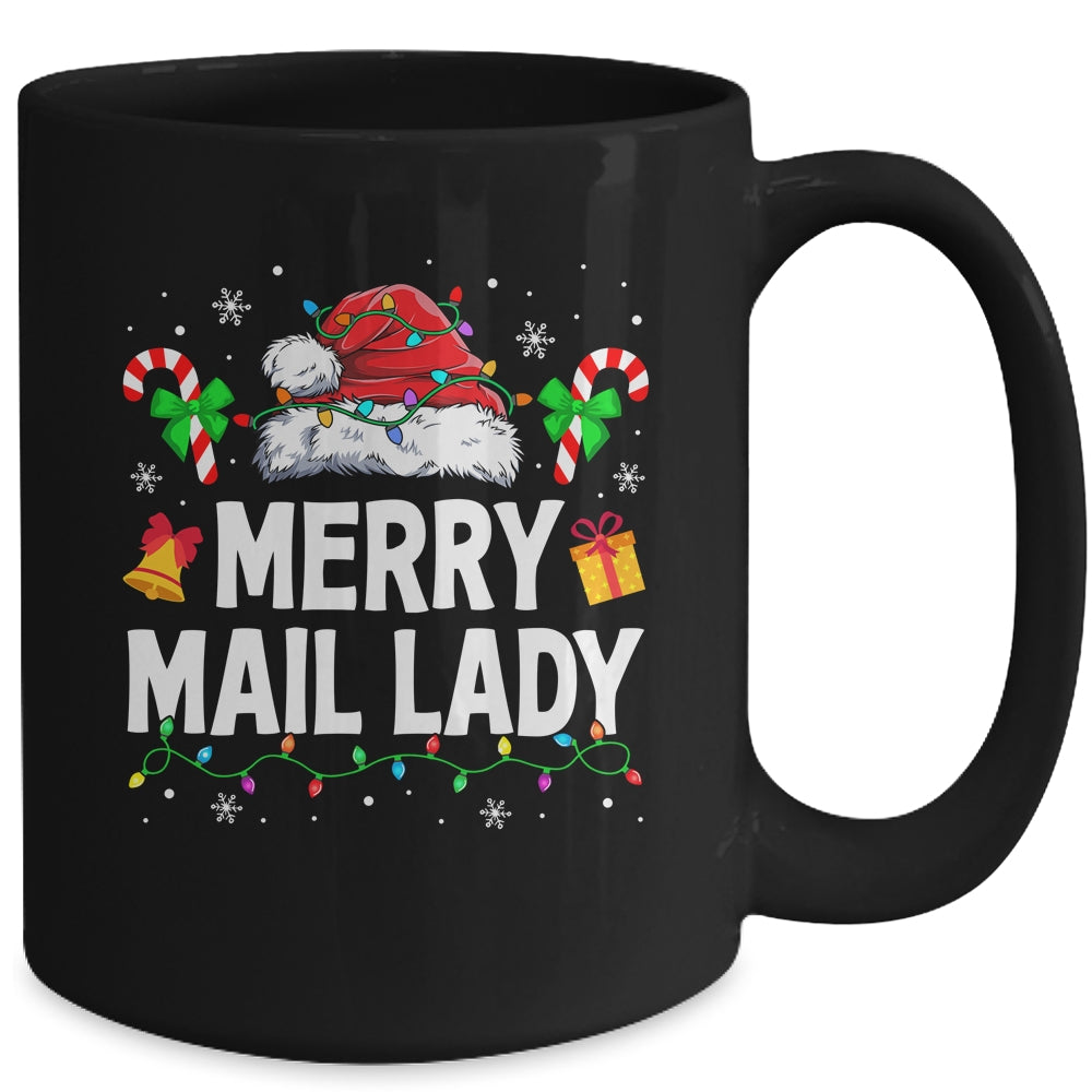 Merry Mail Lady Christmas Santa Postal Worker Mail Carrier Mug | siriusteestore