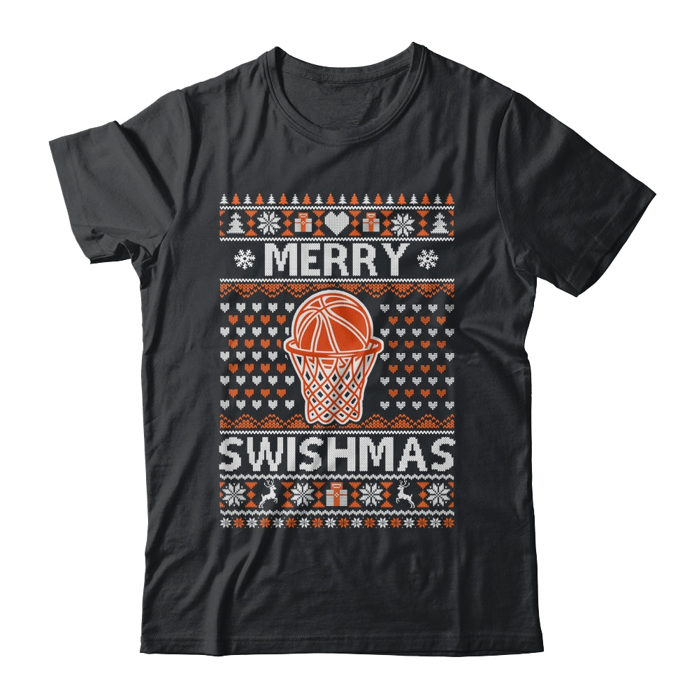 Merry Swishmas Xmas Ugly Christmas Basketball Lover Men Shirt & Sweatshirt | siriusteestore