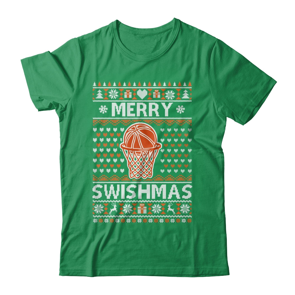 Merry Swishmas Xmas Ugly Christmas Basketball Lover Men Shirt & Sweatshirt | siriusteestore