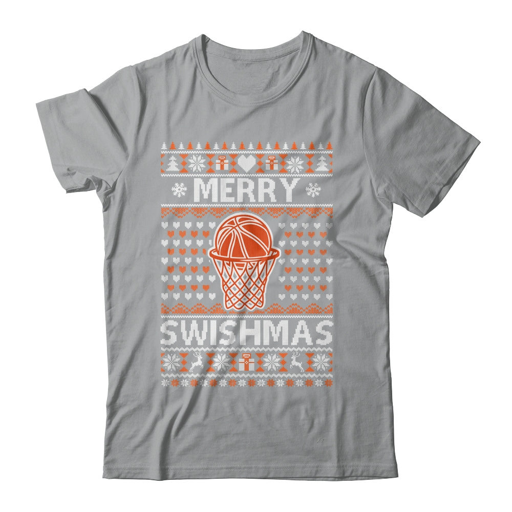 Merry Swishmas Xmas Ugly Christmas Basketball Lover Men Shirt & Sweatshirt | siriusteestore