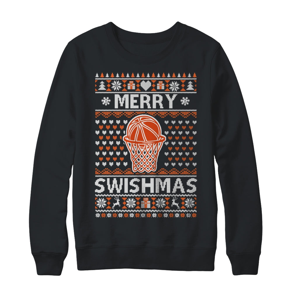 Merry Swishmas Xmas Ugly Christmas Basketball Lover Men Shirt & Sweatshirt | siriusteestore