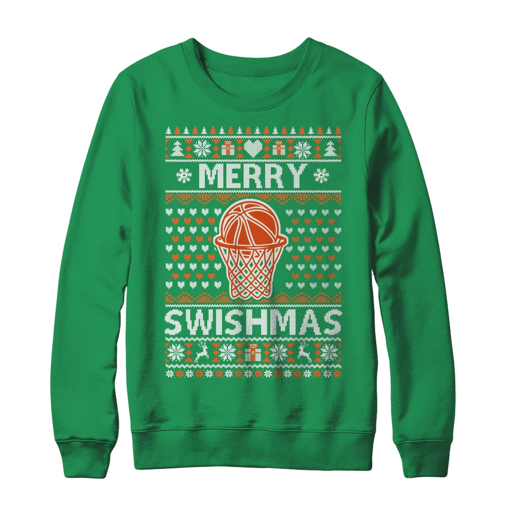 Merry Swishmas Xmas Ugly Christmas Basketball Lover Men Shirt & Sweatshirt | siriusteestore