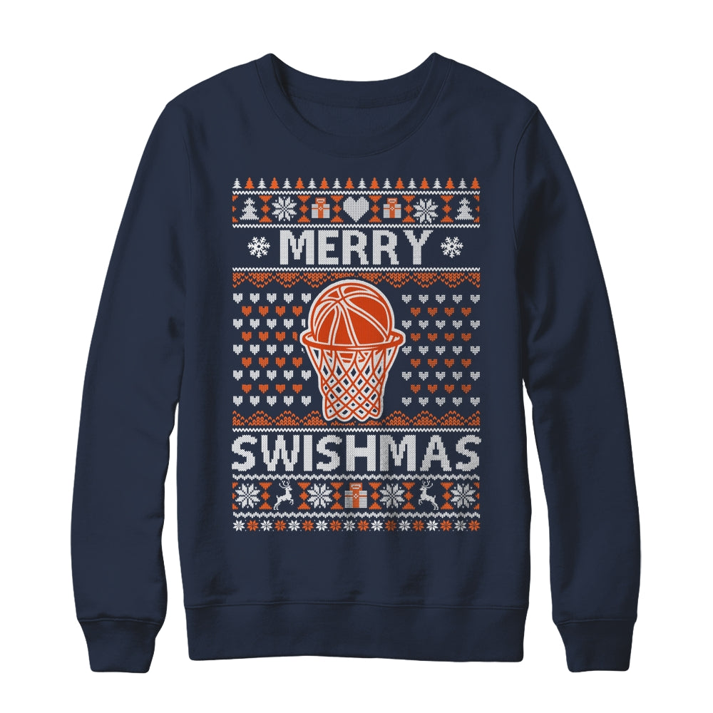 Merry Swishmas Xmas Ugly Christmas Basketball Lover Men Shirt & Sweatshirt | siriusteestore