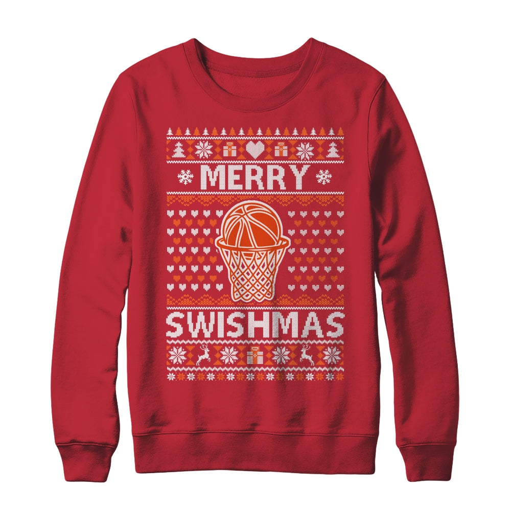 Merry Swishmas Xmas Ugly Christmas Basketball Lover Men Shirt & Sweatshirt | siriusteestore