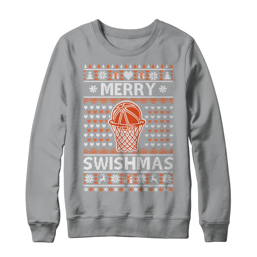 Merry Swishmas Xmas Ugly Christmas Basketball Lover Men Shirt & Sweatshirt | siriusteestore