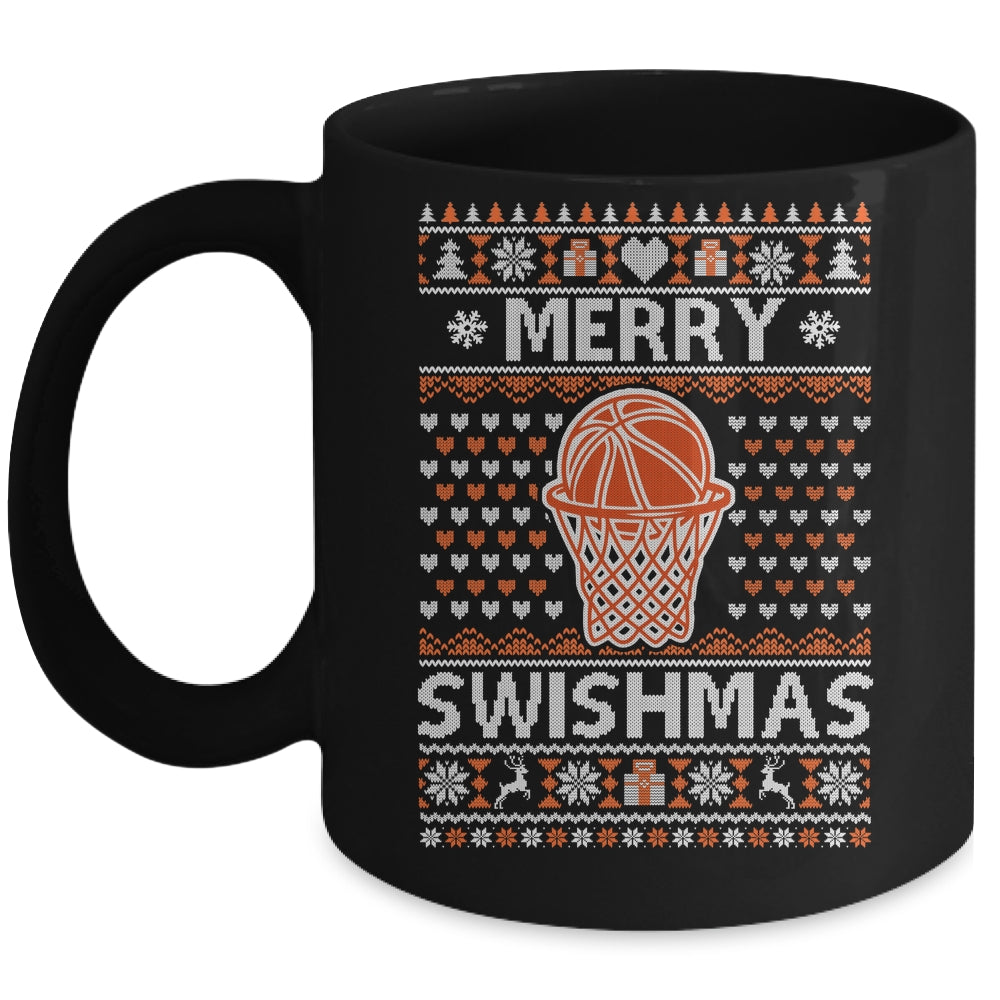 Merry Swishmas Xmas Ugly Christmas Basketball Lover Men Mug | siriusteestore