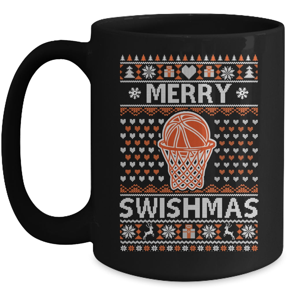Merry Swishmas Xmas Ugly Christmas Basketball Lover Men Mug | siriusteestore