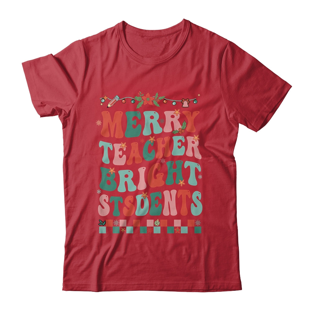Merry Teacher Bright Student Christmas Teacher Lover Retro Shirt & Sweatshirt | siriusteestore