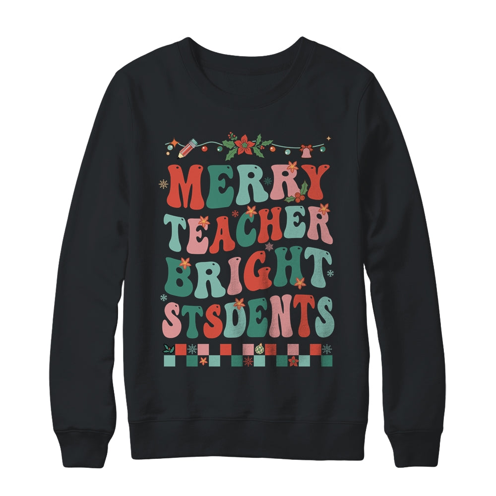 Merry Teacher Bright Student Christmas Teacher Lover Retro Shirt & Sweatshirt | siriusteestore