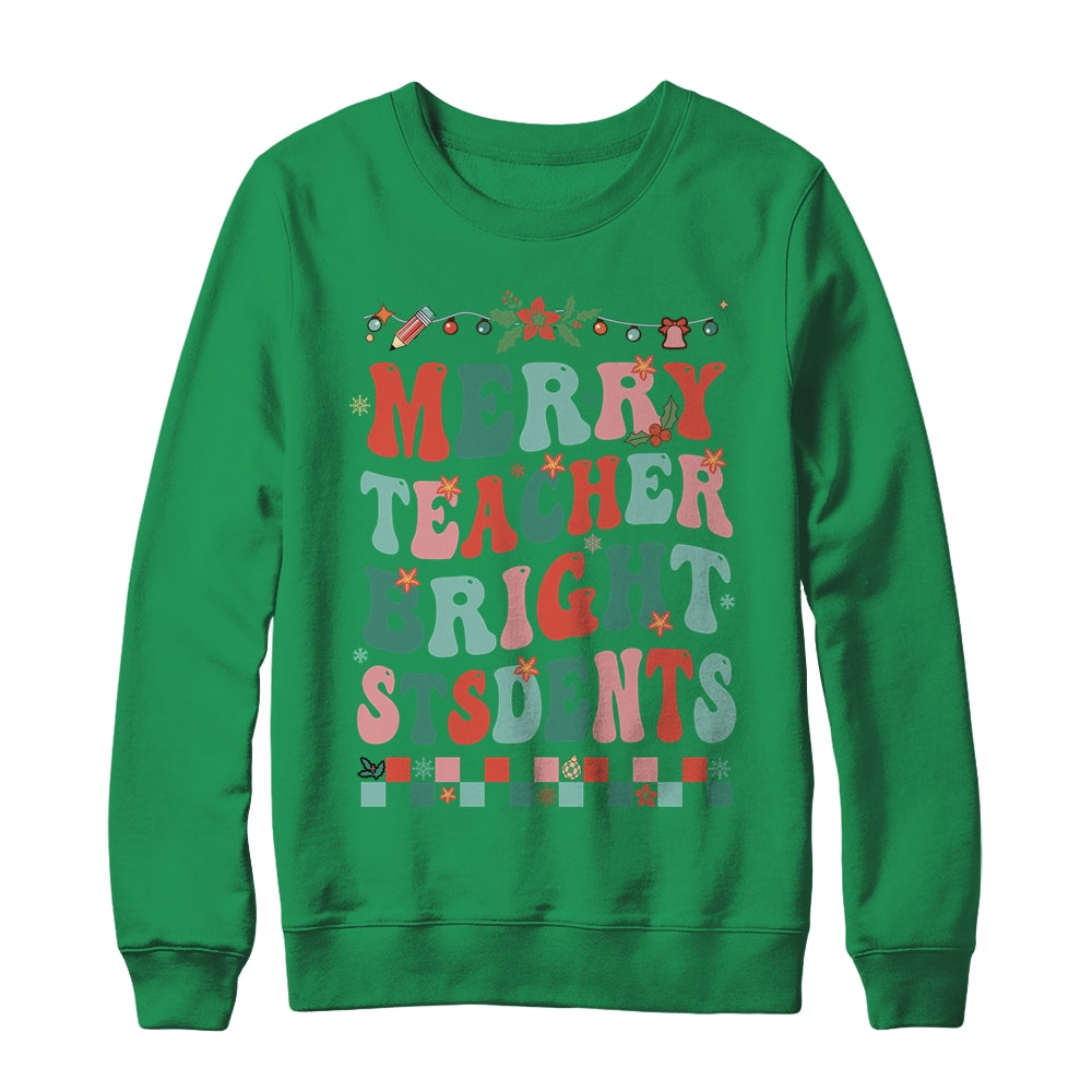 Merry Teacher Bright Student Christmas Teacher Lover Retro Shirt & Sweatshirt | siriusteestore