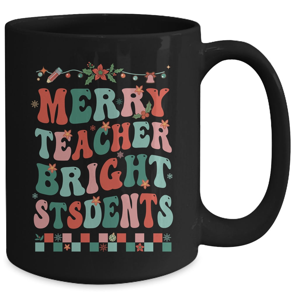 Merry Teacher Bright Student Christmas Teacher Lover Retro Mug | siriusteestore