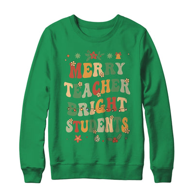 Merry Teacher Bright Students Funny Christmas Teacher Groovy Shirt & Sweatshirt | siriusteestore