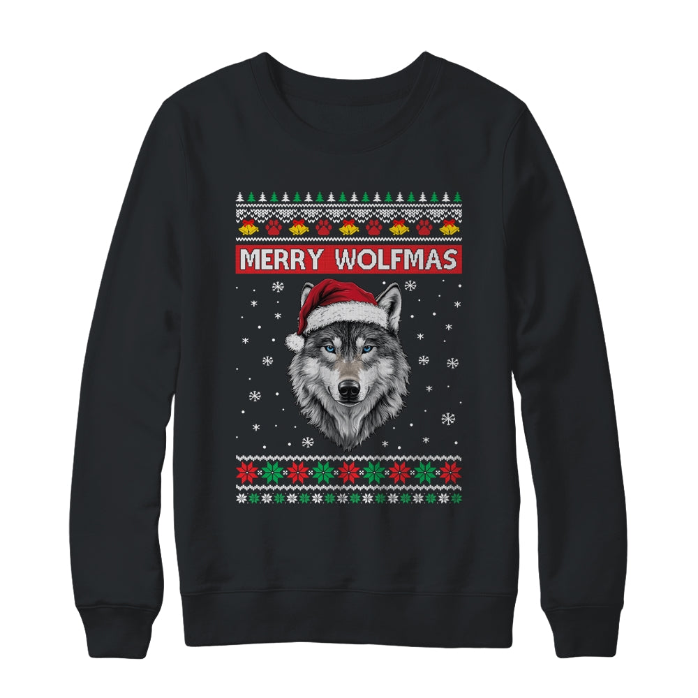 Merry Wolfmas Merry Christmas Ugly Wolf Funny Xmas Shirt & Sweatshirt | siriusteestore