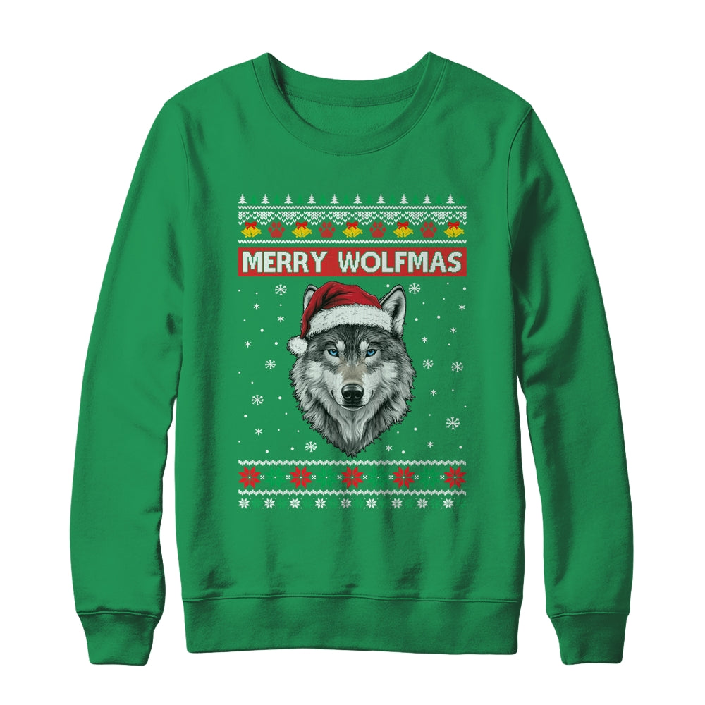 Merry Wolfmas Merry Christmas Ugly Wolf Funny Xmas Shirt & Sweatshirt | siriusteestore