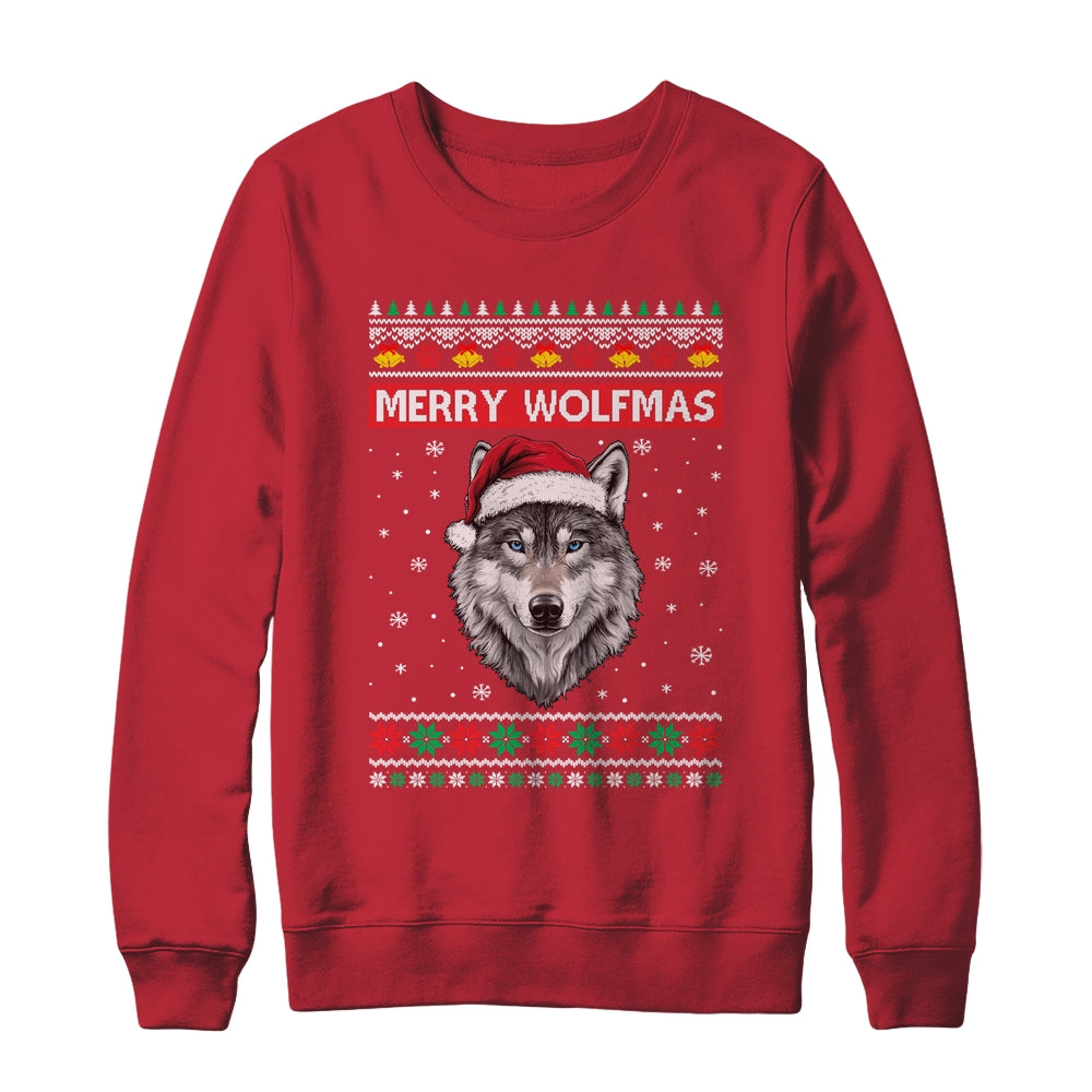 Merry Wolfmas Merry Christmas Ugly Wolf Funny Xmas Shirt & Sweatshirt | siriusteestore