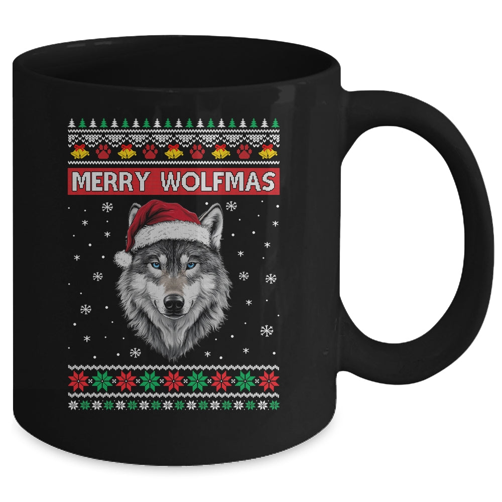 Merry Wolfmas Merry Christmas Ugly Wolf Funny Xmas Mug | siriusteestore