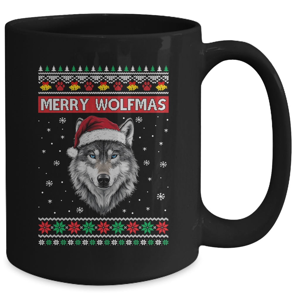 Merry Wolfmas Merry Christmas Ugly Wolf Funny Xmas Mug | siriusteestore