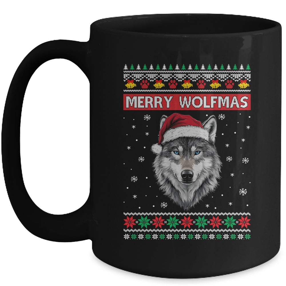 Merry Wolfmas Merry Christmas Ugly Wolf Funny Xmas Mug | siriusteestore