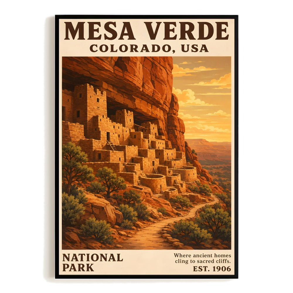 Mesa Verde Colorado Travel Gifts Poster National Park Cliff Dwellings Vintage Wall Art Landscape Print Painting Picture For Home Room Living Room Office Decor Unframed | siriusteestore