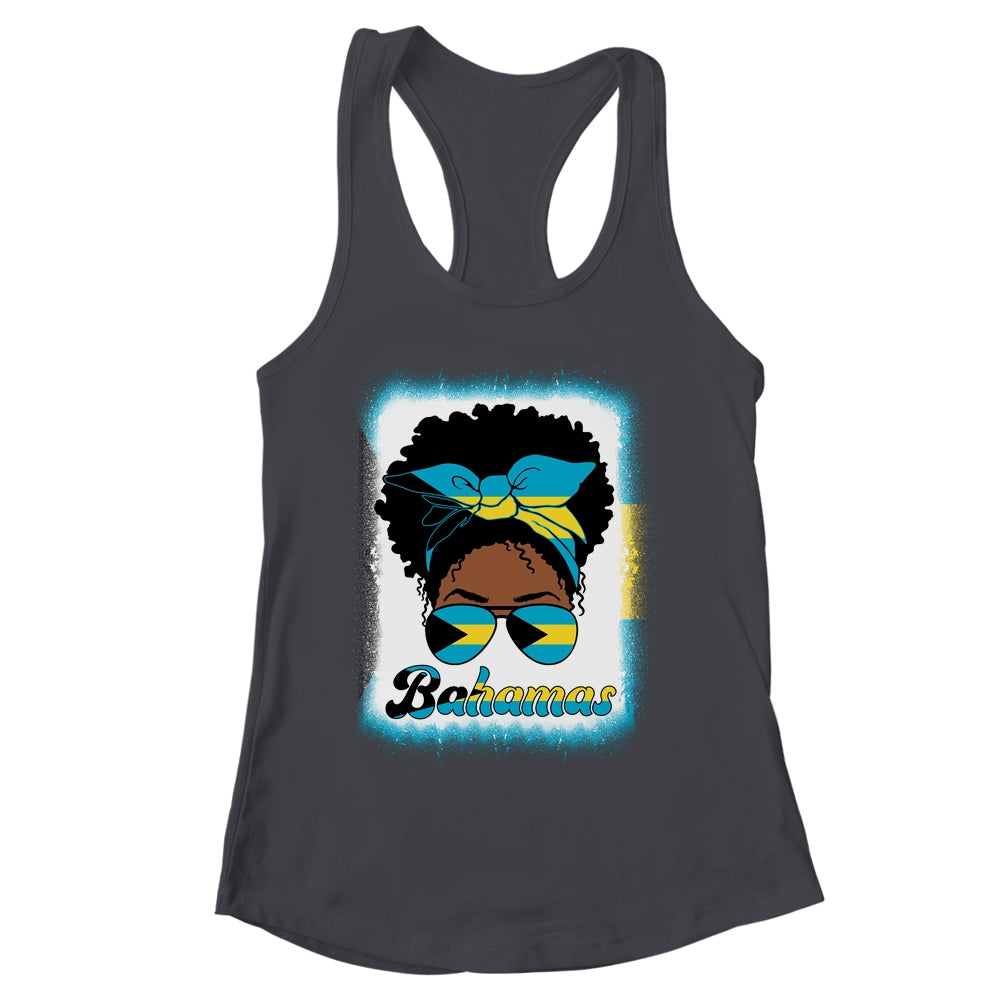 Messy Bun Bahamian Bahamas Flag Womens Woman Girl Shirt & Tank Top | siriusteestore