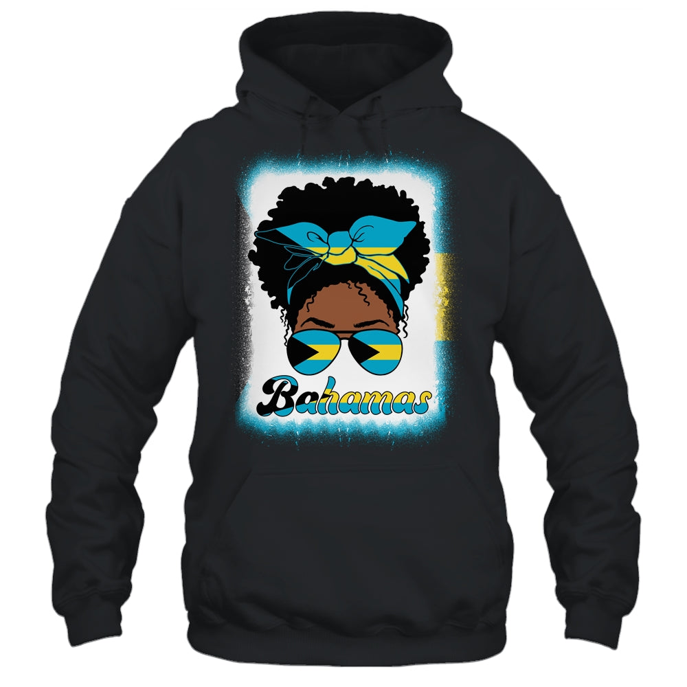Messy Bun Bahamian Bahamas Flag Womens Woman Girl Shirt & Tank Top | siriusteestore