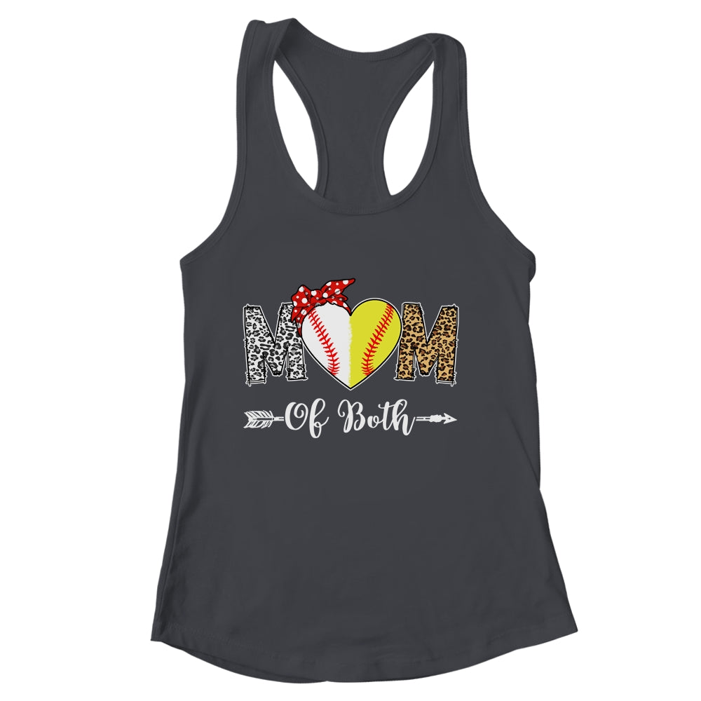 Messy Bun Mom Of Both Baseball Softball Mom Mothers Day Shirt & Tank Top | siriusteestore
