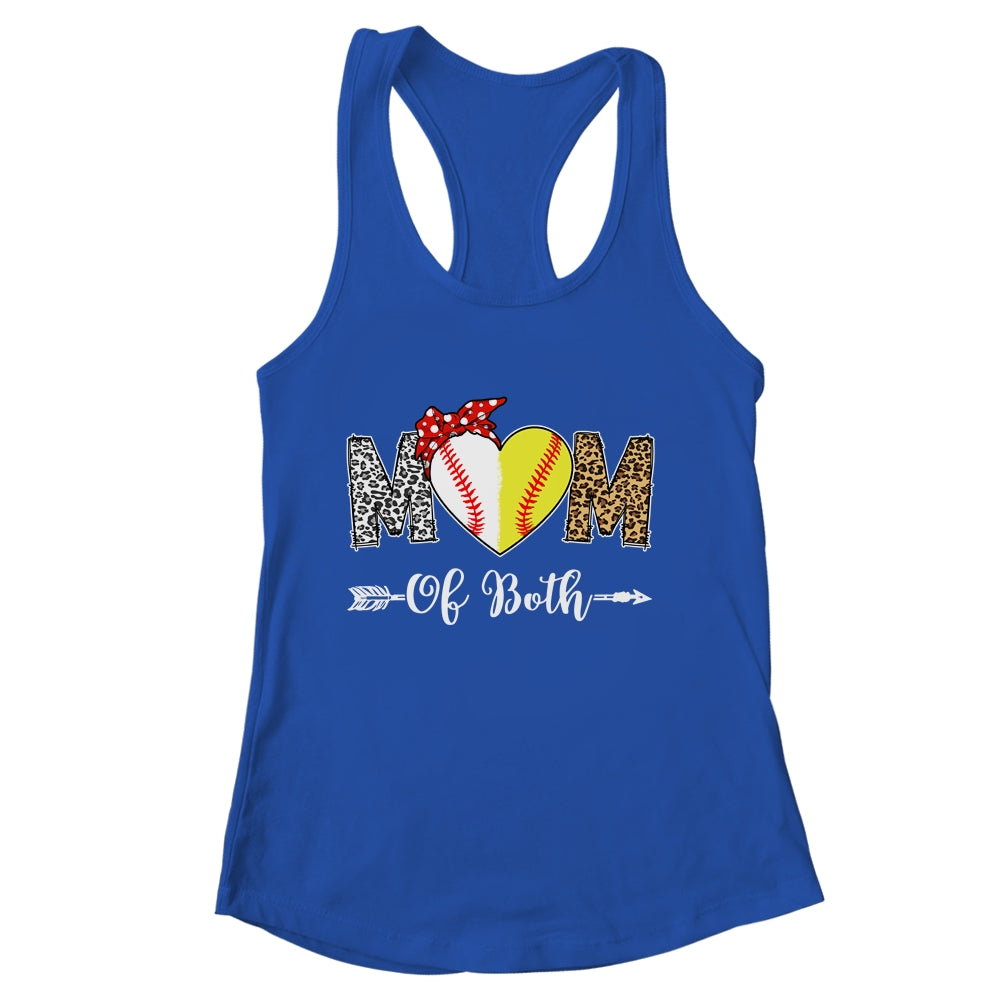 Messy Bun Mom Of Both Baseball Softball Mom Mothers Day Shirt & Tank Top | siriusteestore