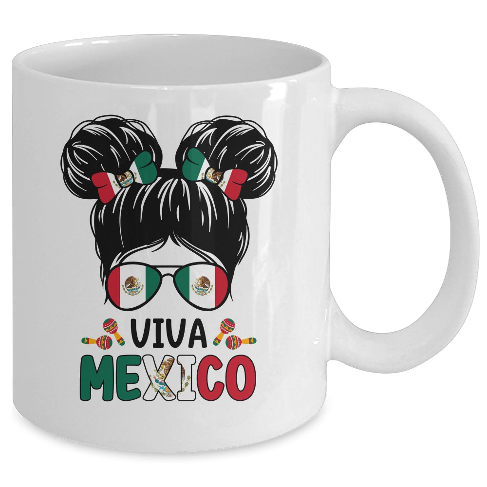 Mexican Independence Funny Viva Mexico Messy Bun Hair Kids Mug | siriusteestore