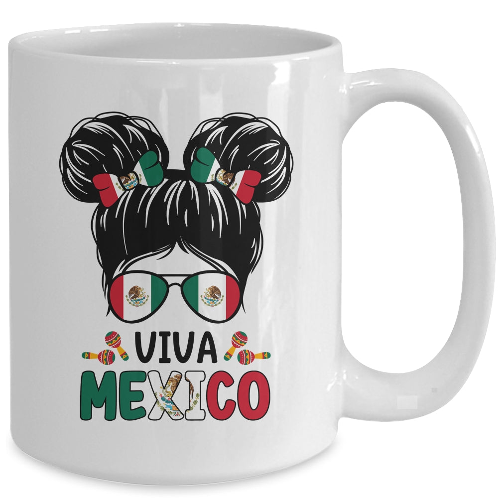 Mexican Independence Funny Viva Mexico Messy Bun Hair Kids Mug | siriusteestore