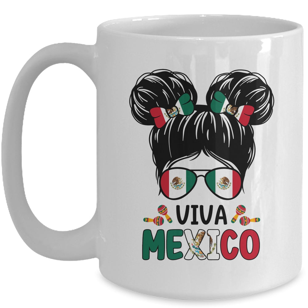 Mexican Independence Funny Viva Mexico Messy Bun Hair Kids Mug | siriusteestore