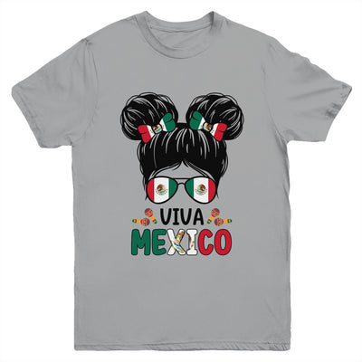 Mexican Independence Funny Viva Mexico Messy Bun Hair Kids Youth Shirt | siriusteestore