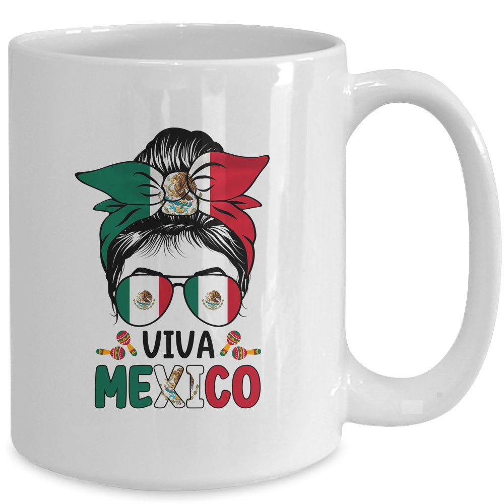 Mexican Independence Funny Viva Mexico Messy Bun Hair Mug | siriusteestore