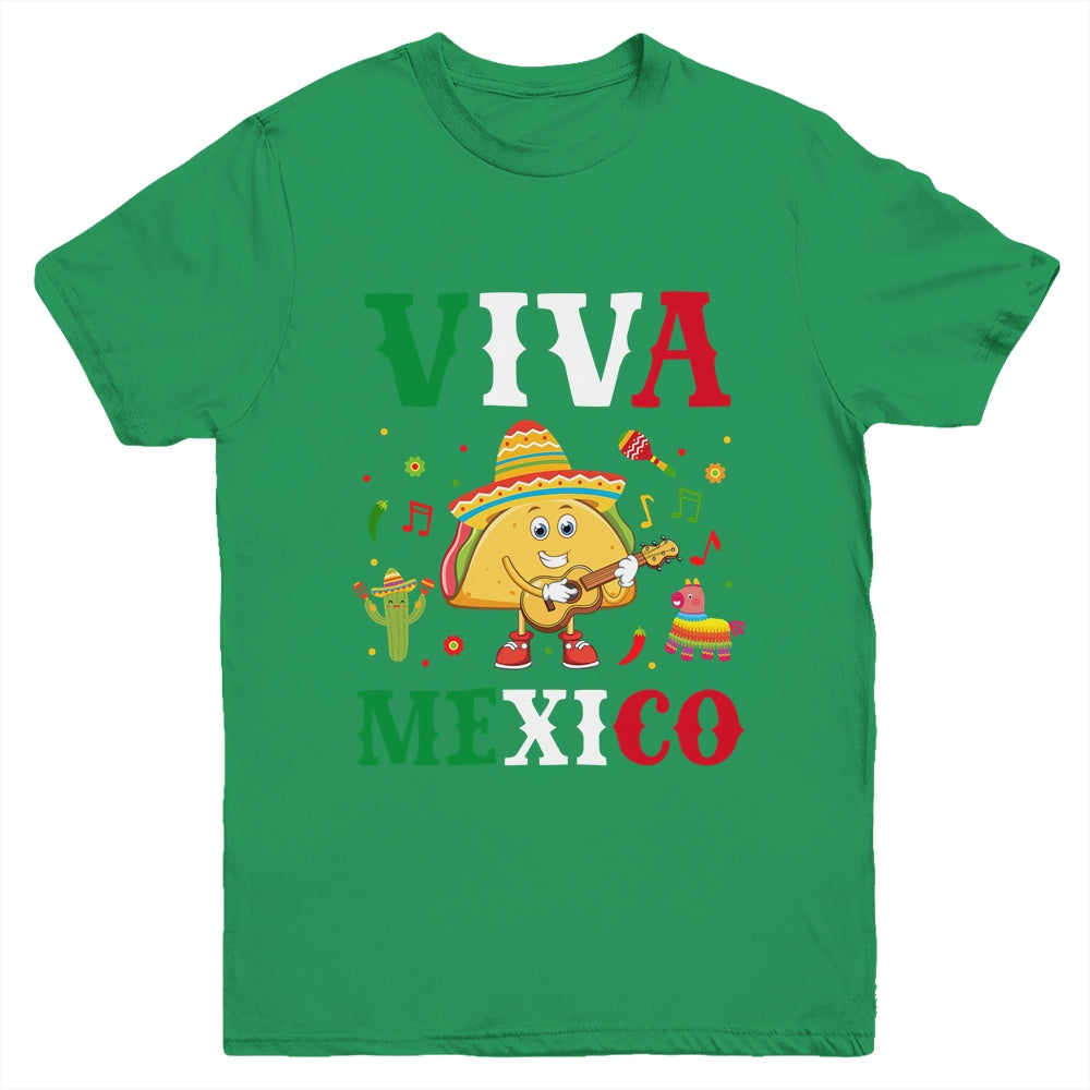 Mexican Viva Mexico Independence Day Flag Taco Kids Women Youth Shirt | siriusteestore