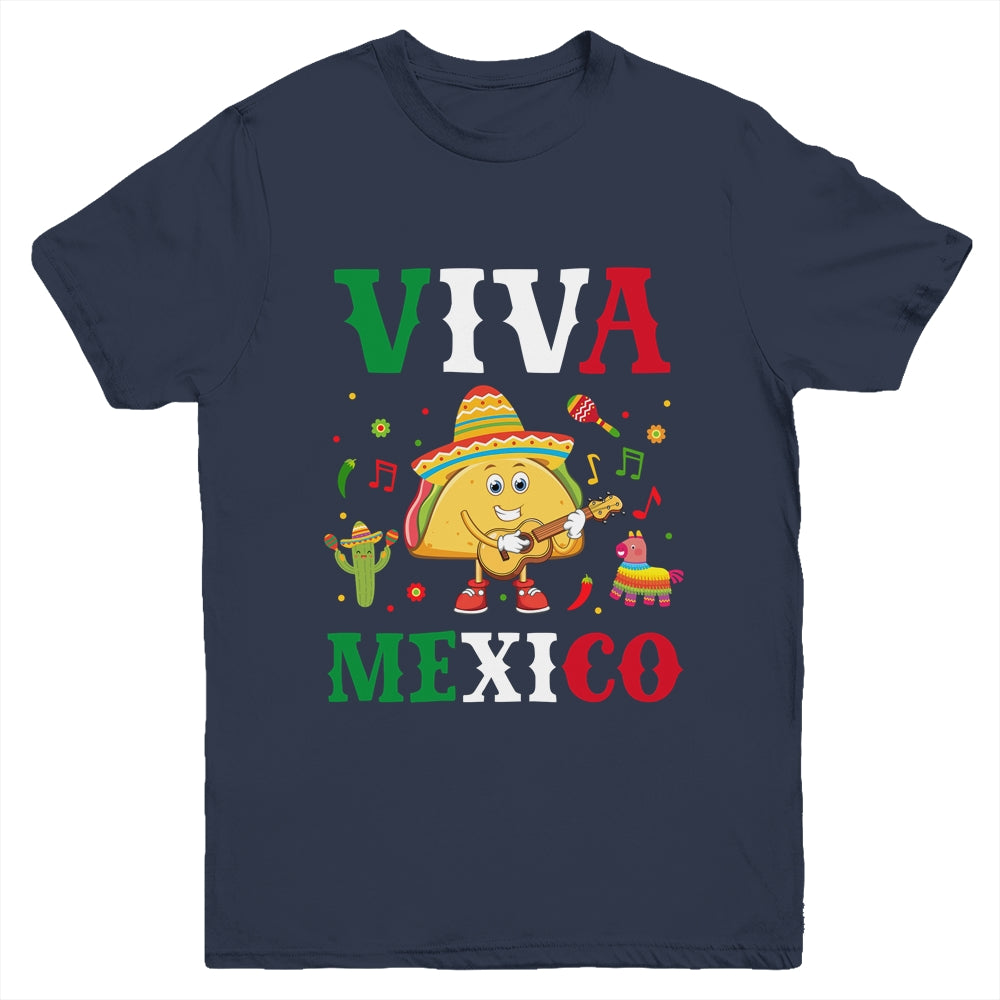 Mexican Viva Mexico Independence Day Flag Taco Kids Women Youth Shirt | siriusteestore