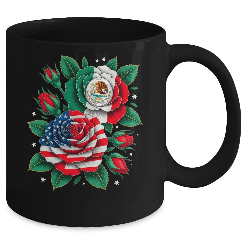 Mexico Mexican Flag USA American Flag Rose Flower Mexicana Mug | siriusteestore