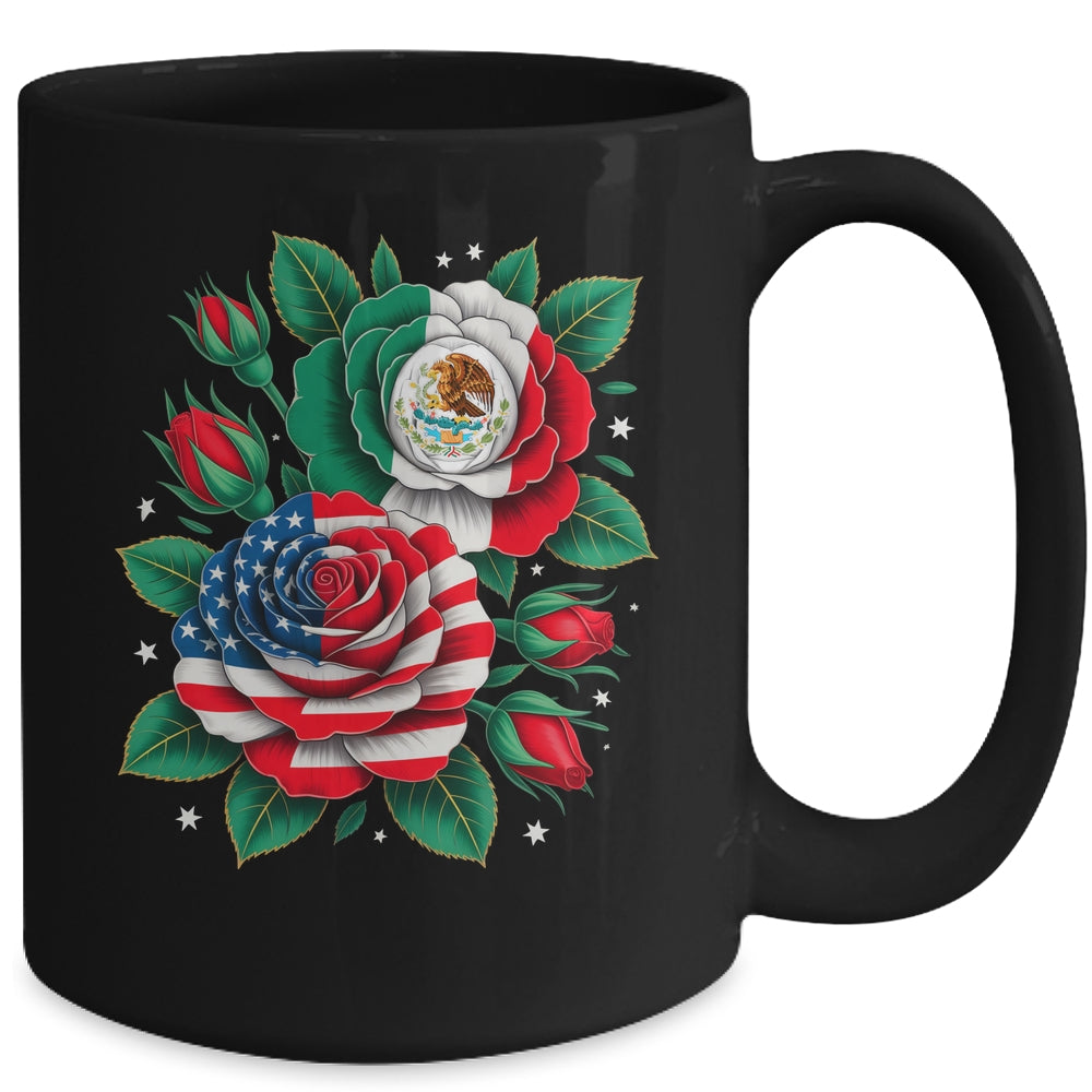 Mexico Mexican Flag USA American Flag Rose Flower Mexicana Mug | siriusteestore