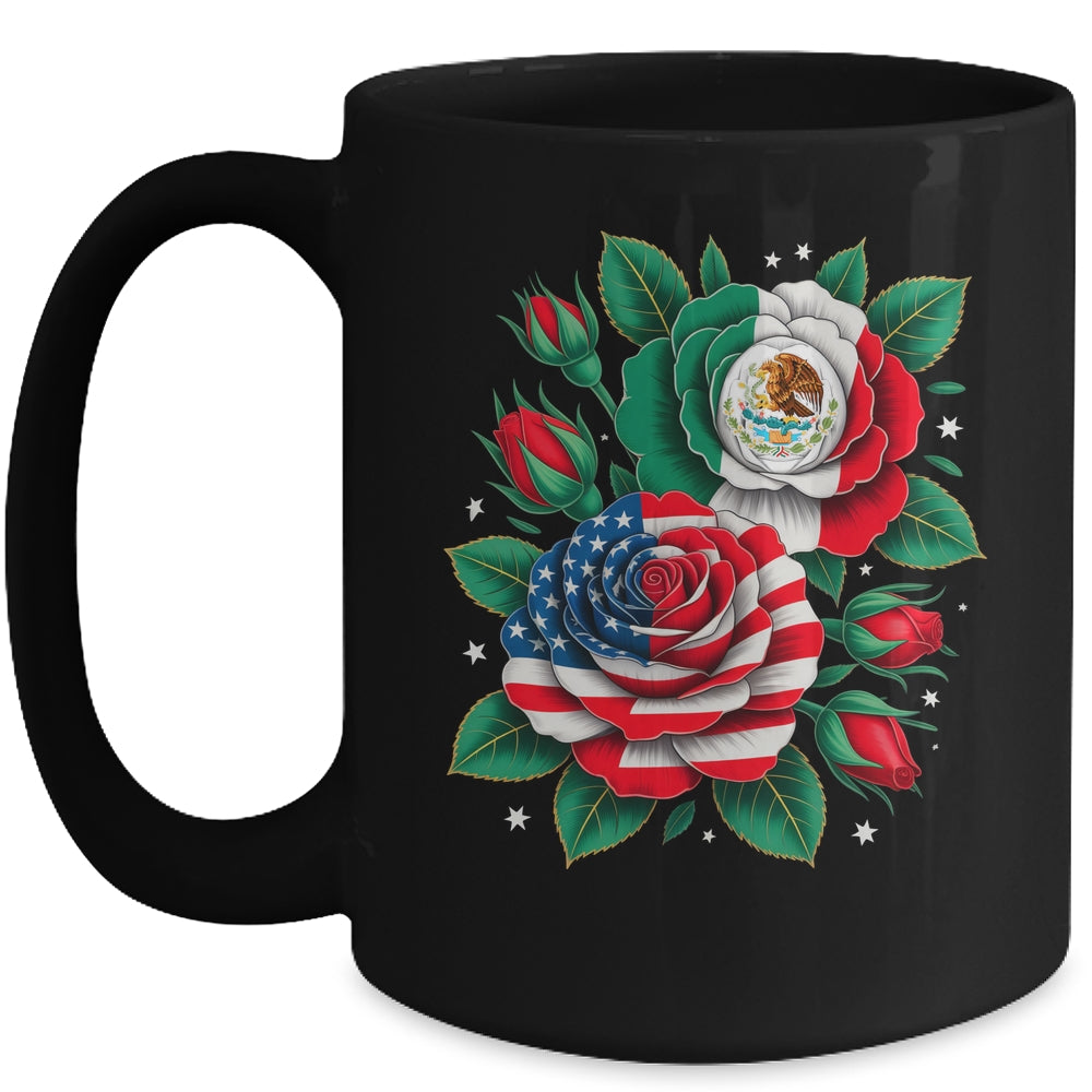 Mexico Mexican Flag USA American Flag Rose Flower Mexicana Mug | siriusteestore