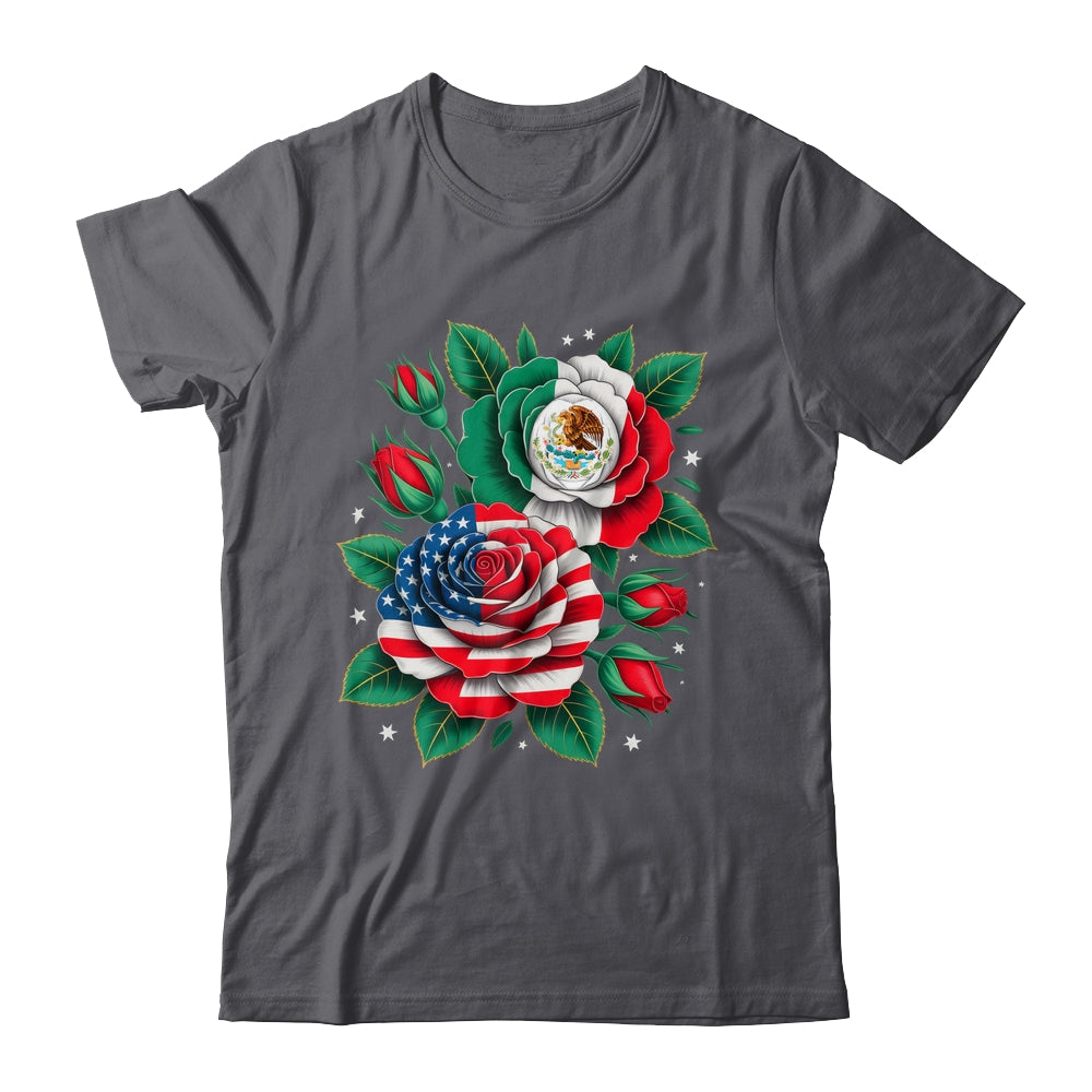 Mexico Mexican Flag USA American Flag Rose Flower Mexicana Shirt & Tank Top | siriusteestore