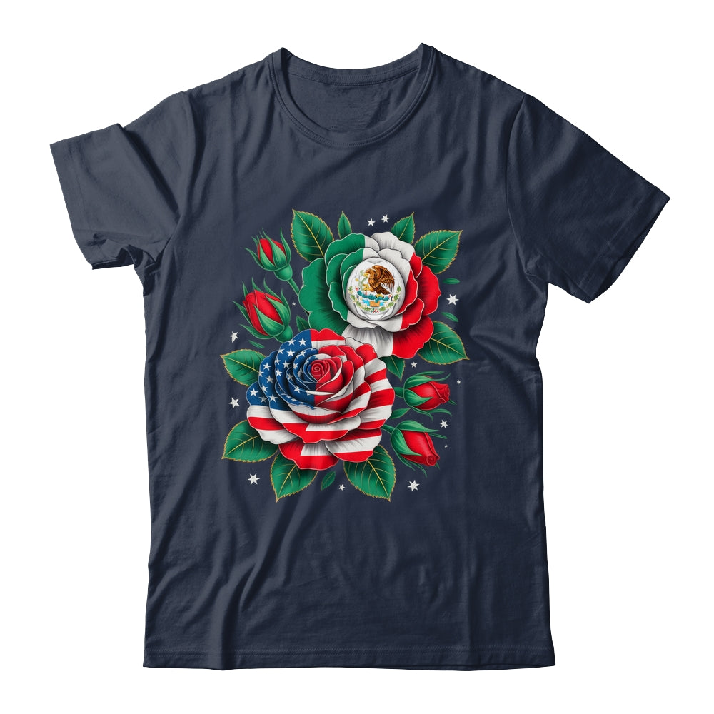 Mexico Mexican Flag USA American Flag Rose Flower Mexicana Shirt & Tank Top | siriusteestore