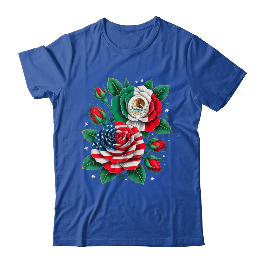 Mexico Mexican Flag USA American Flag Rose Flower Mexicana Shirt & Tank Top | siriusteestore