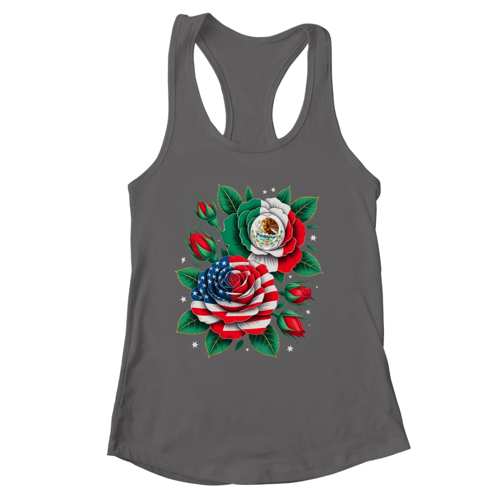 Mexico Mexican Flag USA American Flag Rose Flower Mexicana Shirt & Tank Top | siriusteestore