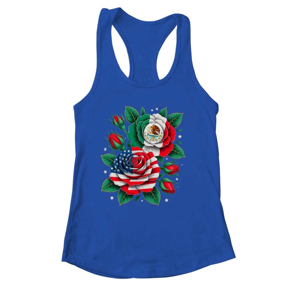 Mexico Mexican Flag USA American Flag Rose Flower Mexicana Shirt & Tank Top | siriusteestore