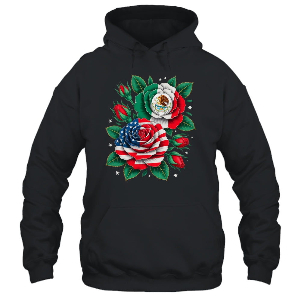 Mexico Mexican Flag USA American Flag Rose Flower Mexicana Shirt & Tank Top | siriusteestore