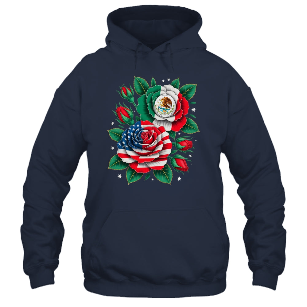 Mexico Mexican Flag USA American Flag Rose Flower Mexicana Shirt & Tank Top | siriusteestore